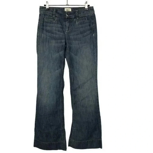 White House Black Market WHBM Y2K Medium Wash Blanc Wide Leg Jeans 0 - Picture 1 of 4